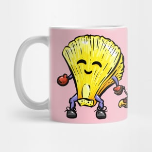 Pineapple taking a pizza slice for a walk cartoon Mug